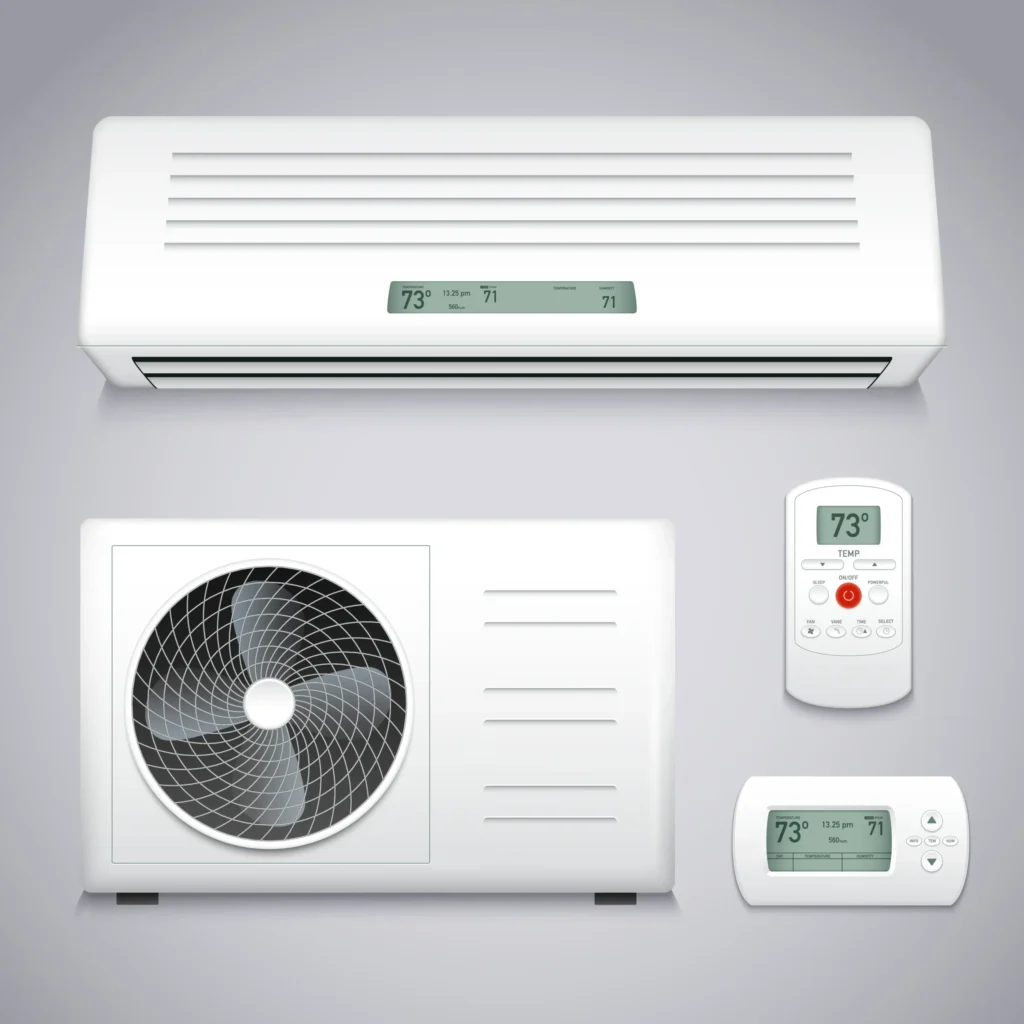 Multiple ductless mini split indoor units providing zoned heating and cooling throughout a home